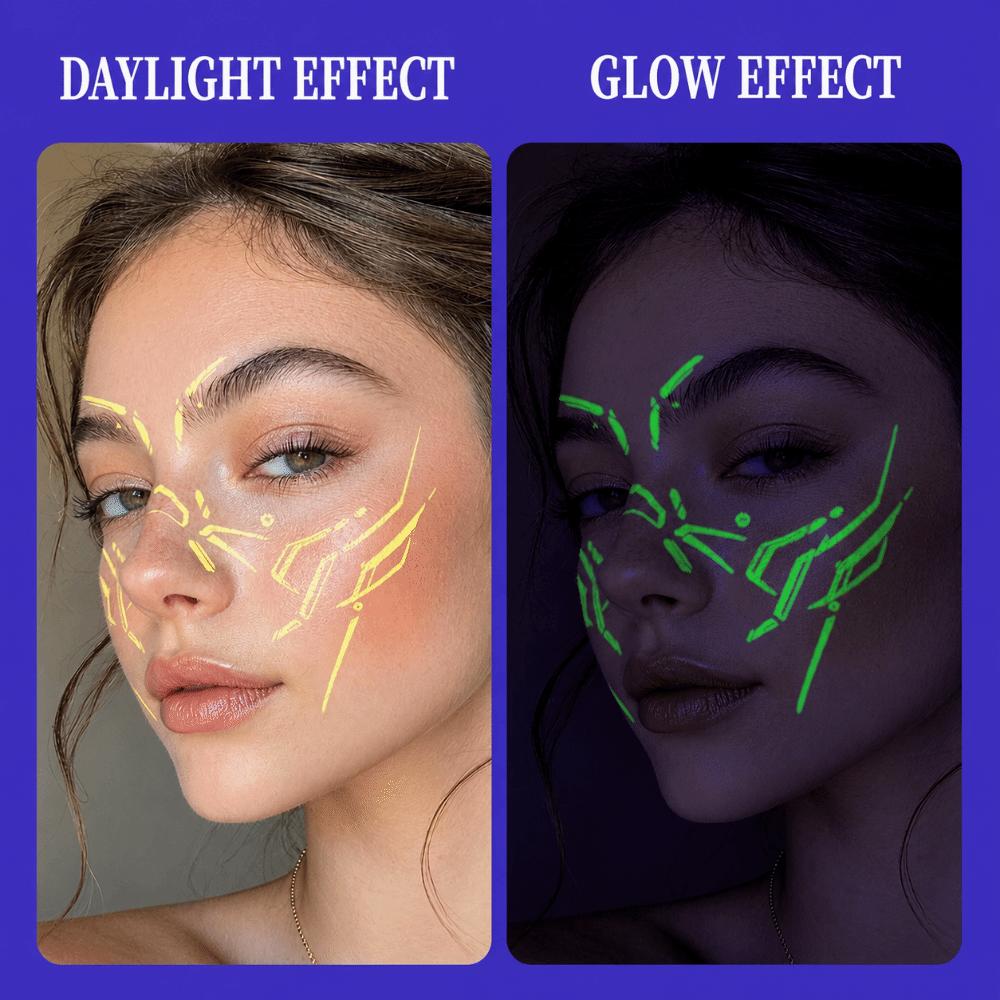 Tricolor Halloween Temporary Tattoos Luminous Waterproof Tattoos Face Tattoos  Halloween Supplies