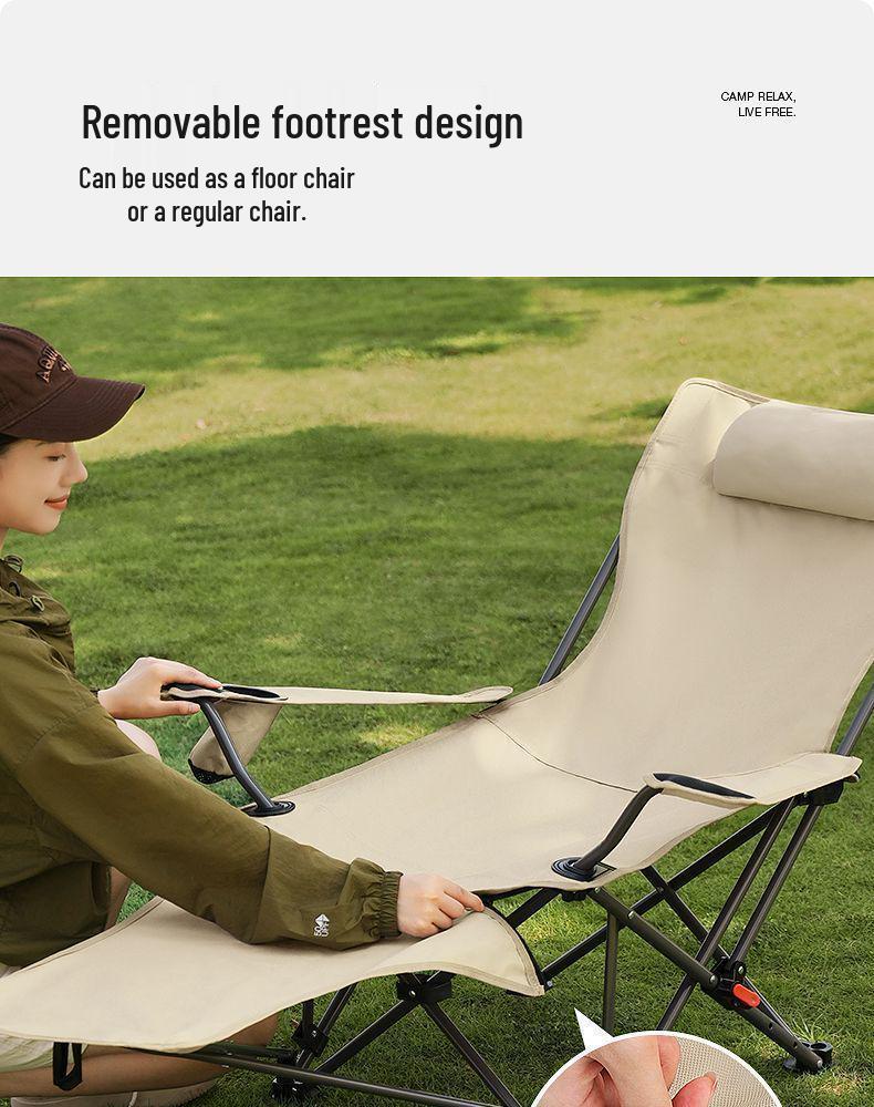 Four-Gear Adjustable Padded Folding Moon Chair for Sitting & Sleeping