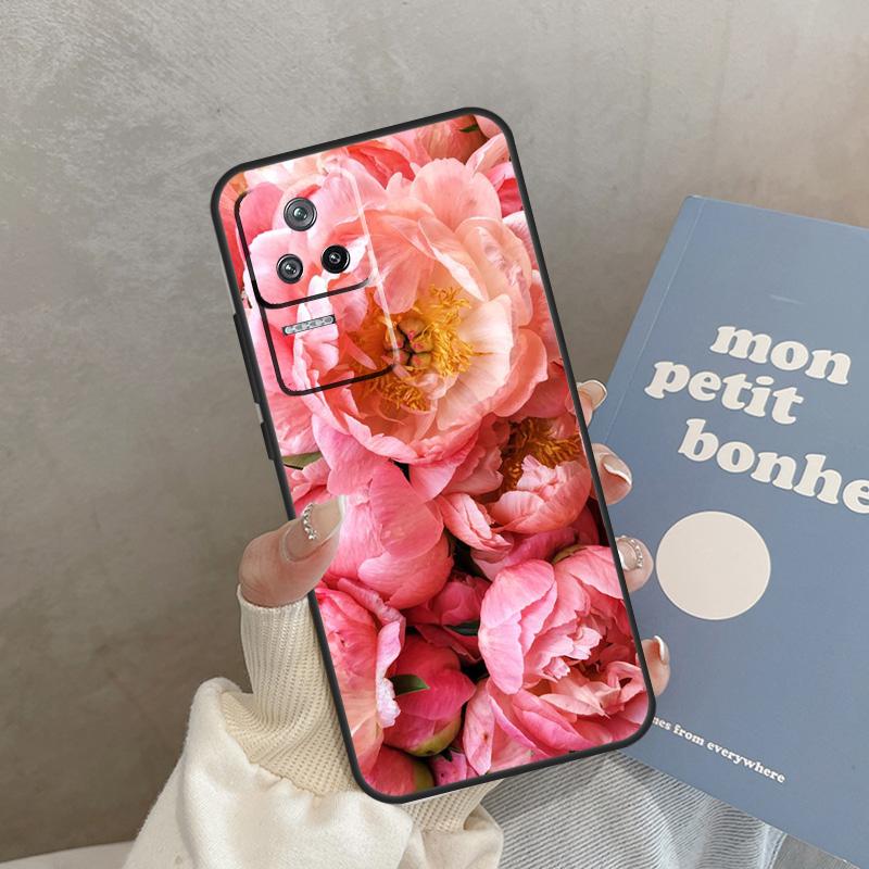 Elegant Pink Purple Peony Flower Case For POCO F5 C40 M5s F3 X4 F4 GT M4 X3 X5 Pro Cover For Xiaomi 12T Pro 11T 11 12 13 Lite