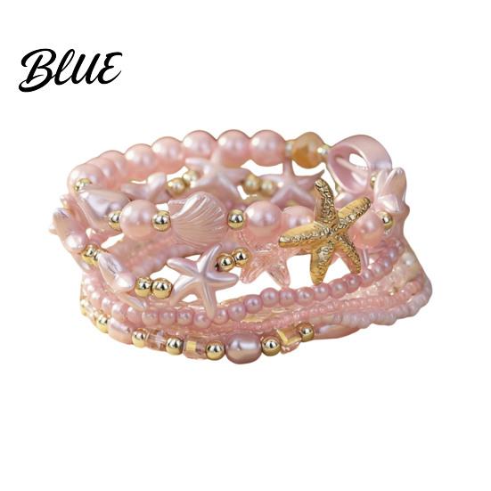 Starfish Beaded Bracelet 1 Set Bohemian Bracelets for Women Coastal