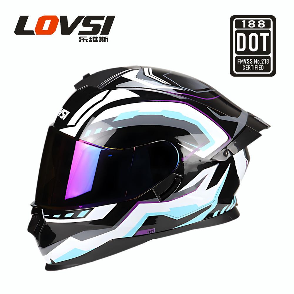 Men's and Women's Double Lenses Big Tail Motorcycle Riding Winter Cool Personality Full Helmet