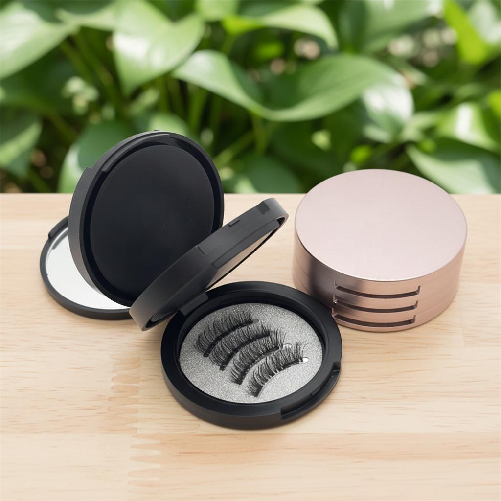 New Design Handmade PBT Magnetic Cat Eye Arabic Style Lashes Quantum Half Fake Super Fine Magnetic Curler Set Double Magnet