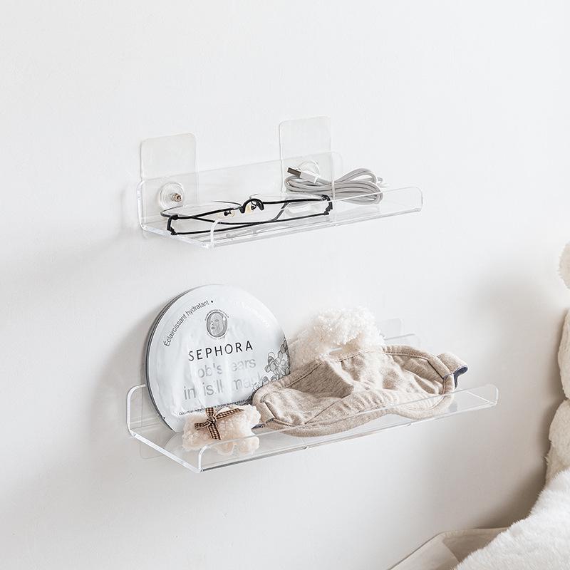 Prateleira de Armazenamento Acrílica de Parede Sem Furos para Itens Diversos de Banheiro e Dormitório