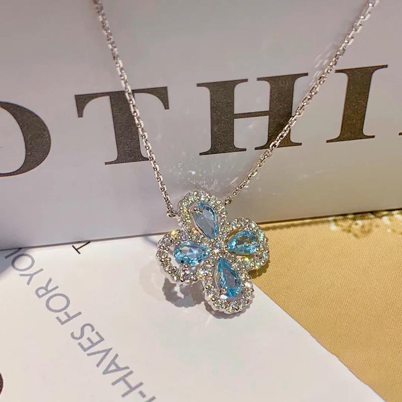 Women s Light Luxury Blue Teardrop Necklace - Niche Design, Clavicle Chain, Cool Style Christmas Gift