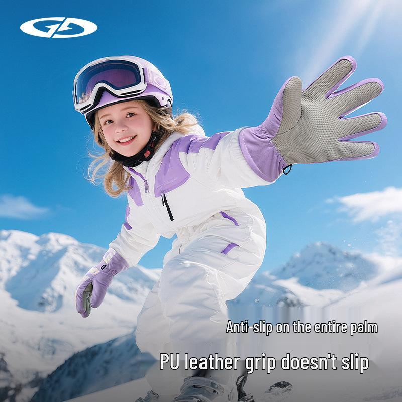Children's Warm Waterproof Winter Ski Gloves, Non-Slip, Fleece-Lined for Ice Skating and Snow Play