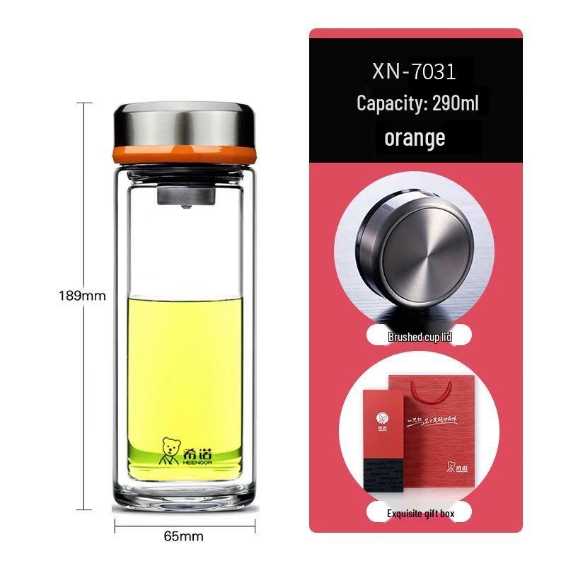 Heenoor Portable Double-Wall Borosilicate Glass Tea Bottle