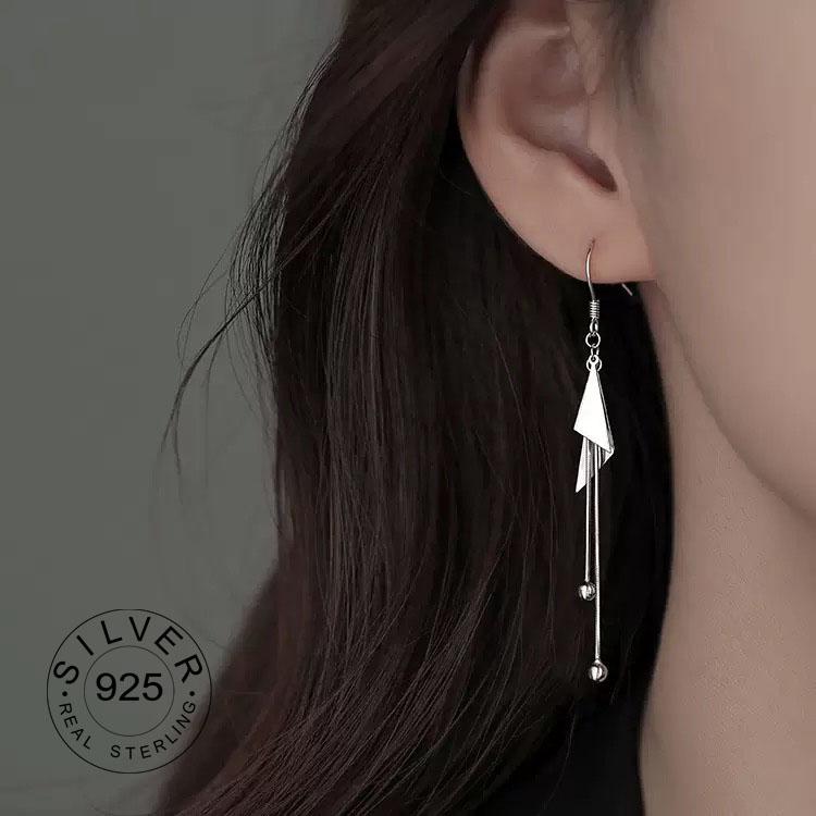 925 Silver Vintage Earrings For Women Trendy Simple Star Long Tassel Earring Jewelry Prevent Allergy Party Accessories
