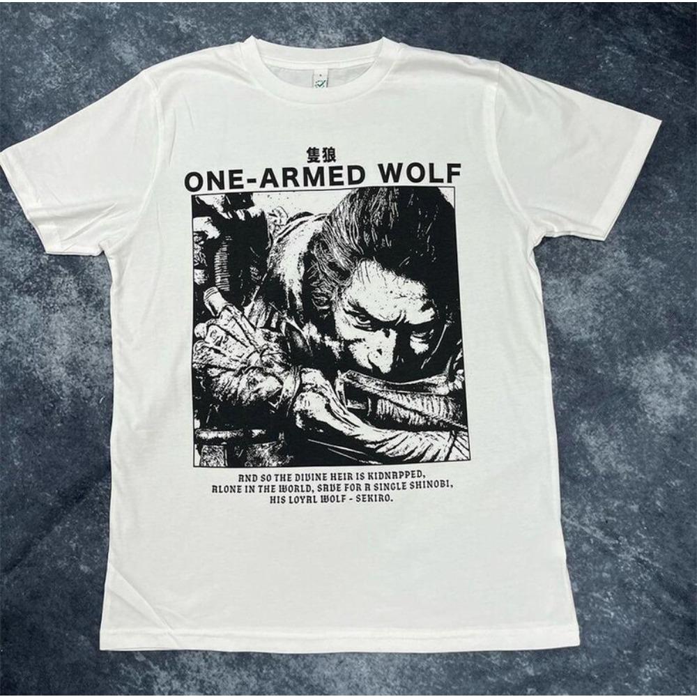 Sekiro: Shadows Die Twice Scena di Battaglia Vintage Girocollo T-shirt Oversize | T-shirt Unisex Samurai Gaming Streetwear
