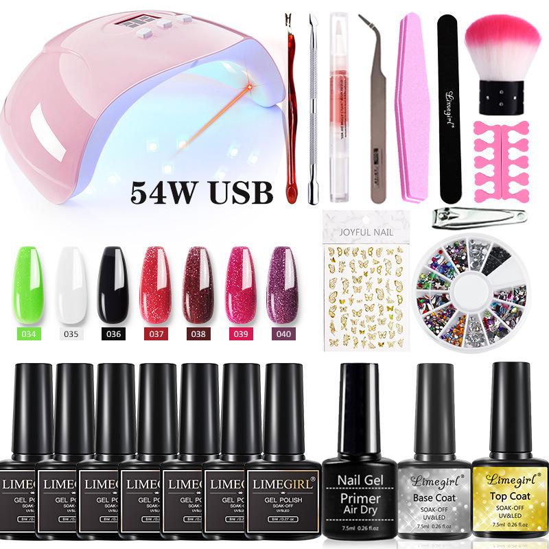 Nail Lamp UV LED Nail Tool Kit Full Set Nail Dryer Nail Clipper Set Professional Manicure Tools for Home DIY Beginners Portable