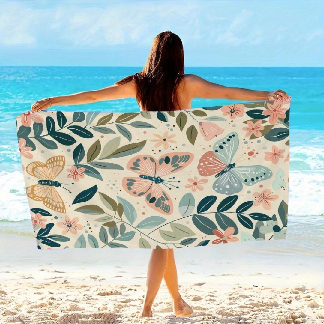 

1pc Boho Butterfly Floral Beach Towel Extra Large Quick Dry Microfiber Sand Free Absorbent for Pool Travel Washable W30*H60(CM)
