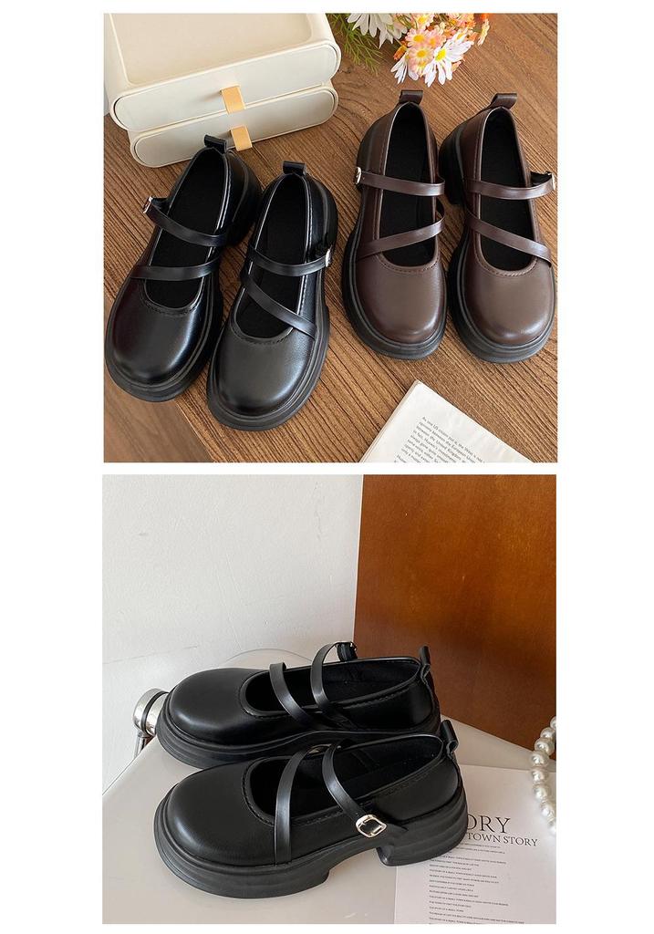 Mary Jane Women's Leather Shoes - 2023 Spring/Summer, Versatile Academy Style, Thick Sole, Low-Cut, Comfortable