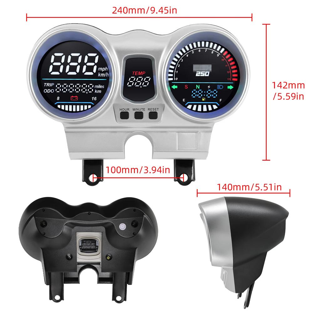 12V Motorrad Tacho Universal LCD Armaturenbrett Drehzahlmesser Für Honda CBX250