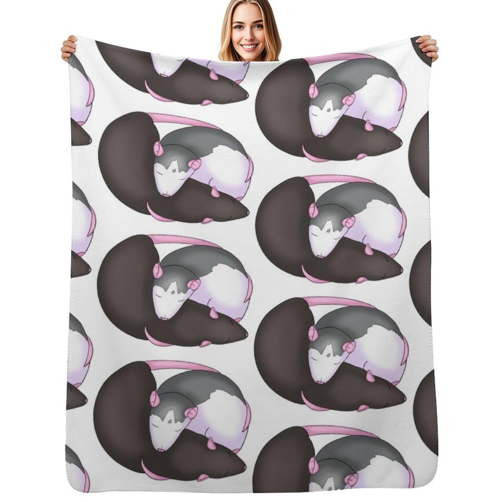 Bonded Rats Throw Blanket Easy Care Comfortable Blanket for Couch Size: 75*100cm, Weight: 230 GSM