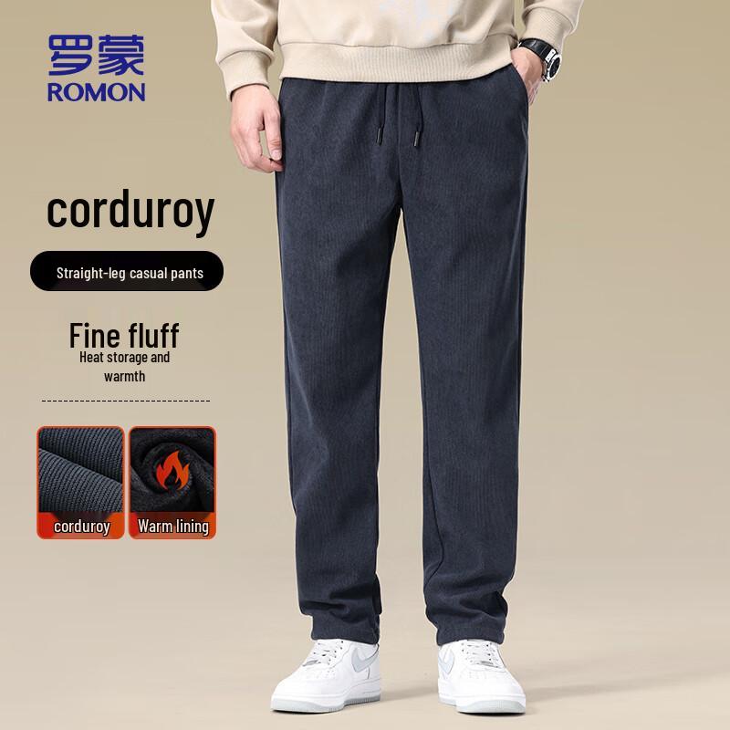 ROMON Men's Straight-Leg Warm Casual Pants