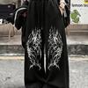 Womens Sweatpants Gothic Printed Loose High Waist Wide Leg Pants Unisex Sports Pants Autumn Casual Long Pants Outdoor Streetwear Unisex