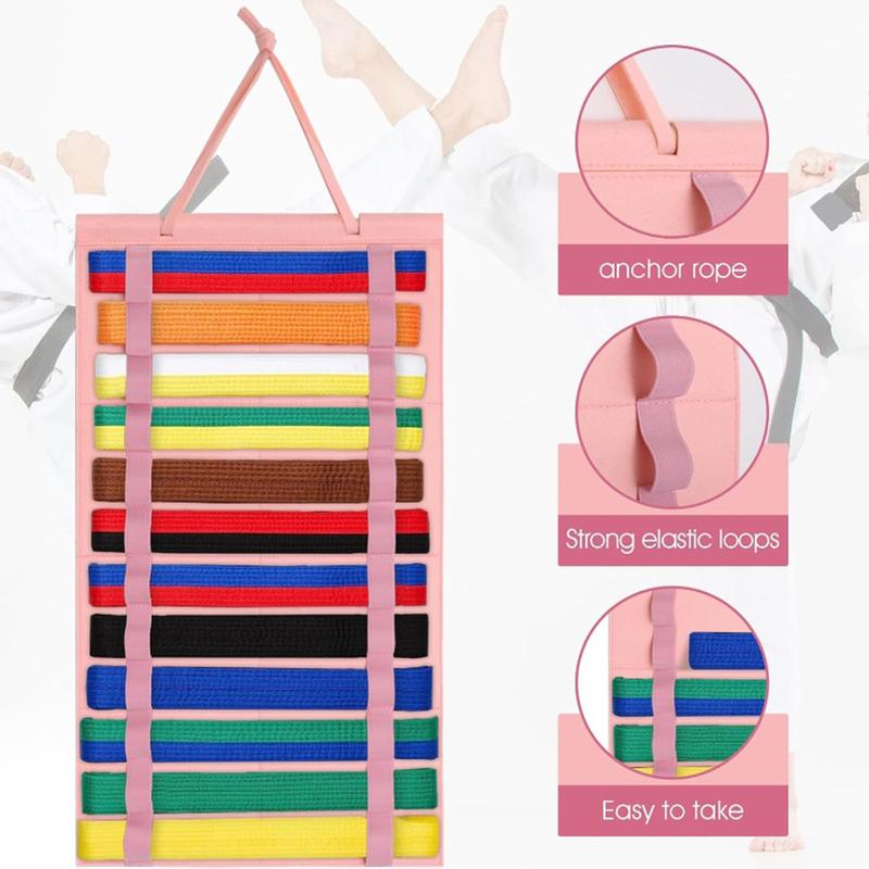 Portable karate belt display stand, with hanging medal sticks, lightweight hanging taekwondo belt display stand storage rack