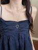 Korean Style Beaded Flower Heart Pendant Necklace - Double Layer, Stackable, Elegant Sweater Chain for Women