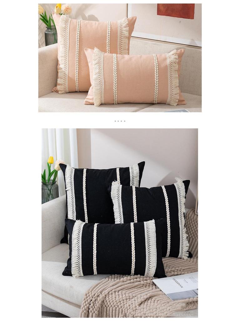 Bohemian Tassel Pillowcase Sofa Waist Support Cushion (Core Not Included)