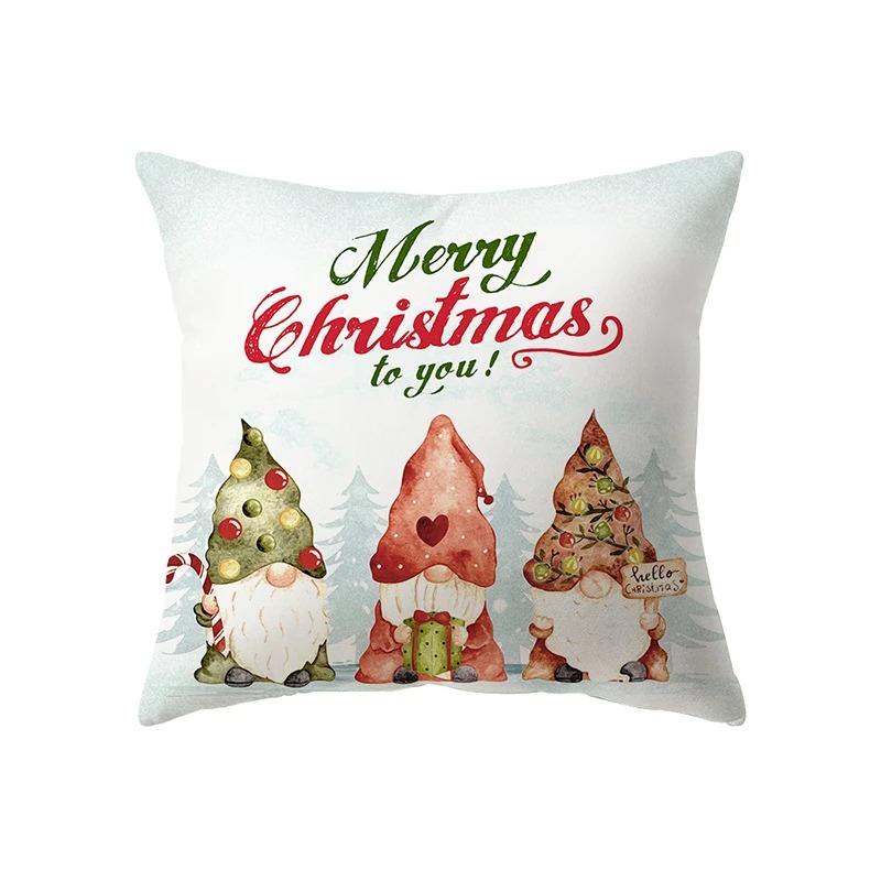Cute Santa Claus Christmas Theme Printed Pattern Cushion Cover For Home Living Room Sofa Decoration Square Pillow Cover