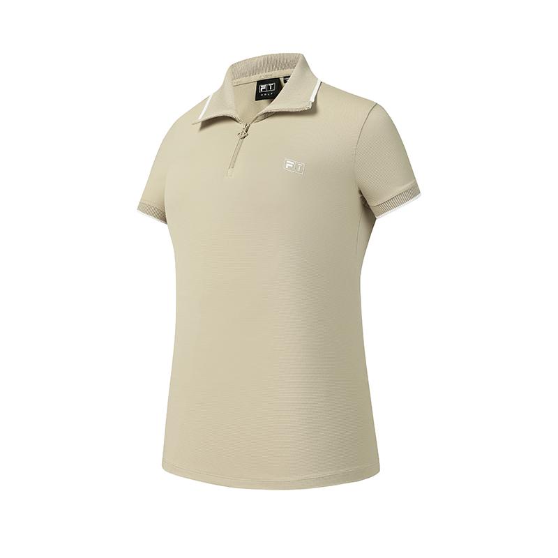 FILA Golf Series Simple Fashion Sports Comfortable Short Sleeve Polo Shirt Women tops Millet-Beige A11W615105FBG
