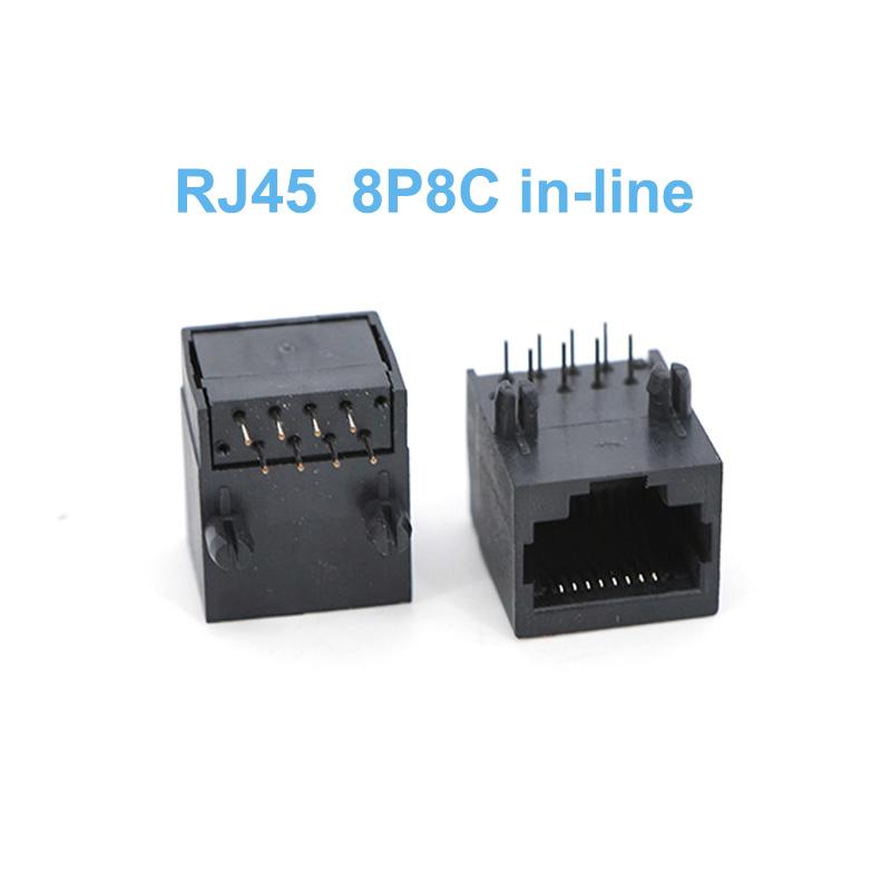 RJ45 Network Socket Female 8P8C in-line Vertical RJ45 90 Degree Full Plastic