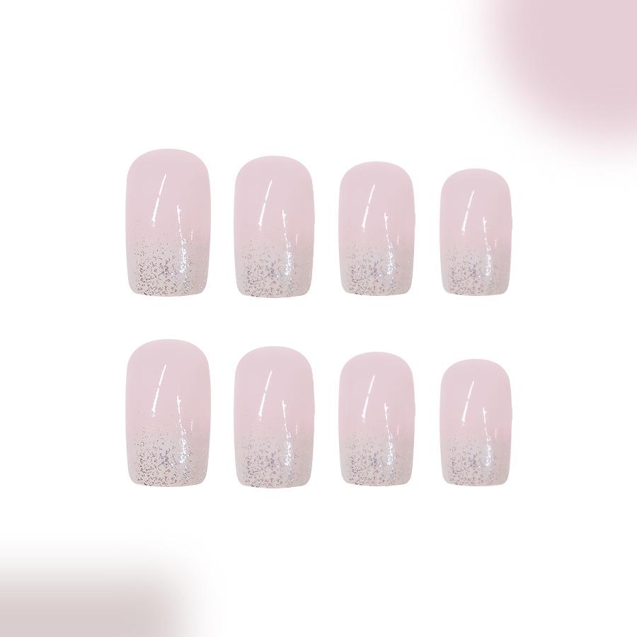 Quadratische Nagelkunst-Patches mit Farbverlauf und Glitzer - 24 abnehmbare Stücke