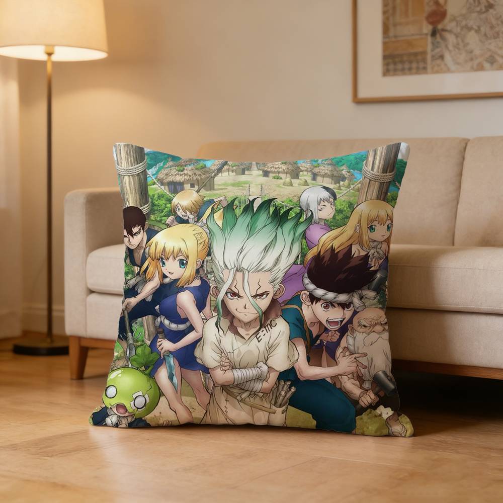 Anime D-Dr. Stone Pillow Case Pattern Printed Pillowcase For Living Room Sofa Cushion Cover