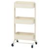 Fuji Boeki Kitchen Cart, 3-Tier Kitchen Rack, 39cm Wide X 27cm High X 78.5cm High, Ivory Steel, with Casters, Slim, 14717