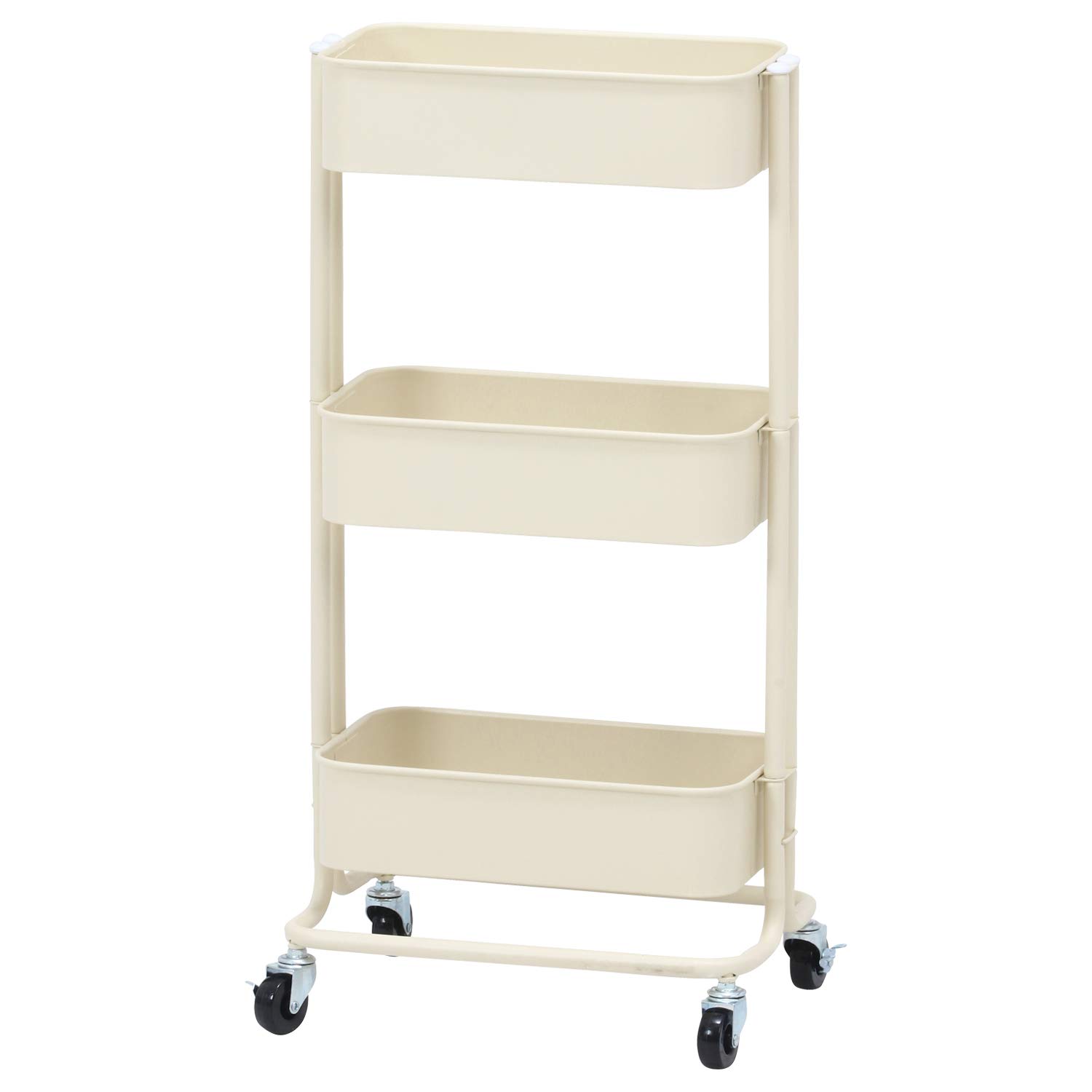 

Fuji Boeki Kitchen Cart, 3-Tier Kitchen Rack, 39cm Wide x 27cm High x 78.5cm High, Ivory Steel, with Casters, Slim, 14717
