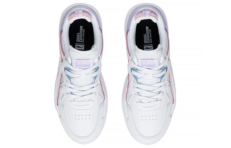 LiNing Lite Slip Resistant, Abrasion Resistant, Lightweight Low Top Skateboard Shoes Women's White Pink Purple AGCS098-2