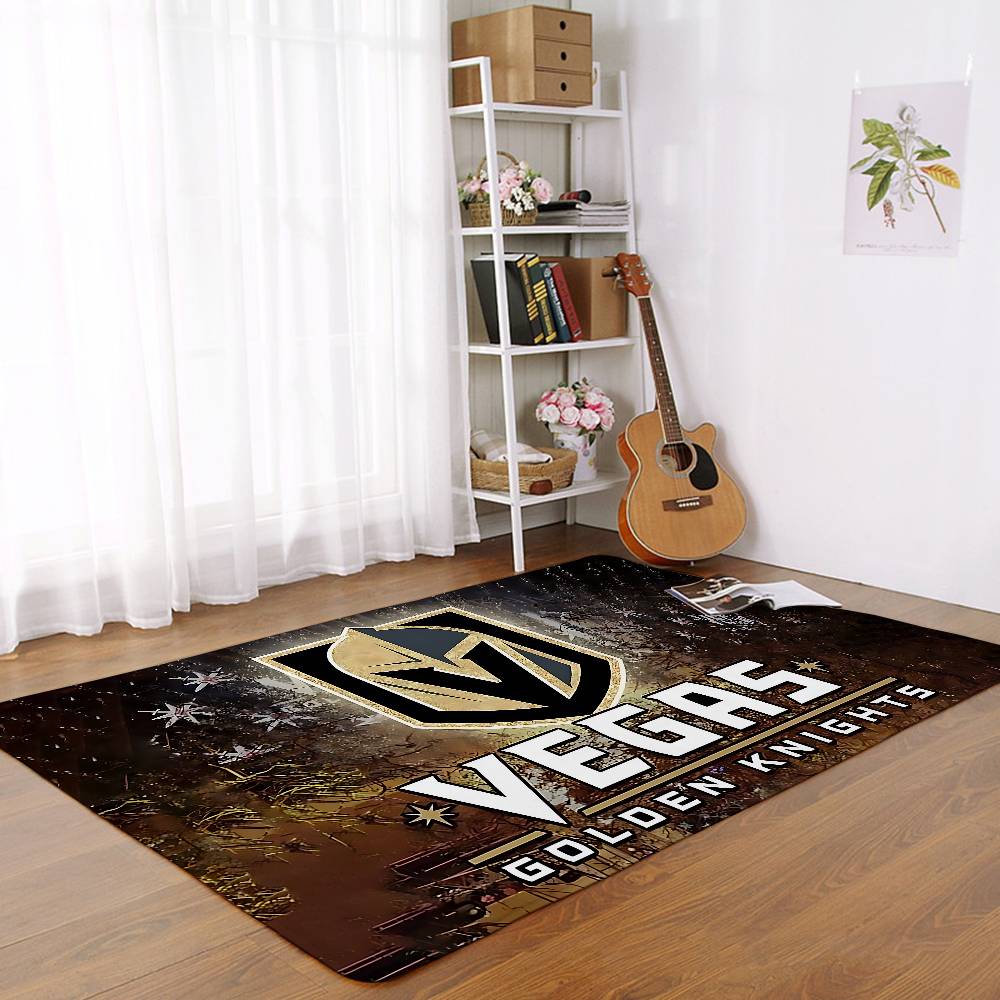 A-Hockey-Vegas-Golden Knights Emblem Floor Mats Living Room Decor Lounge Area Anti-slip Foot Mat Entrance Doormat