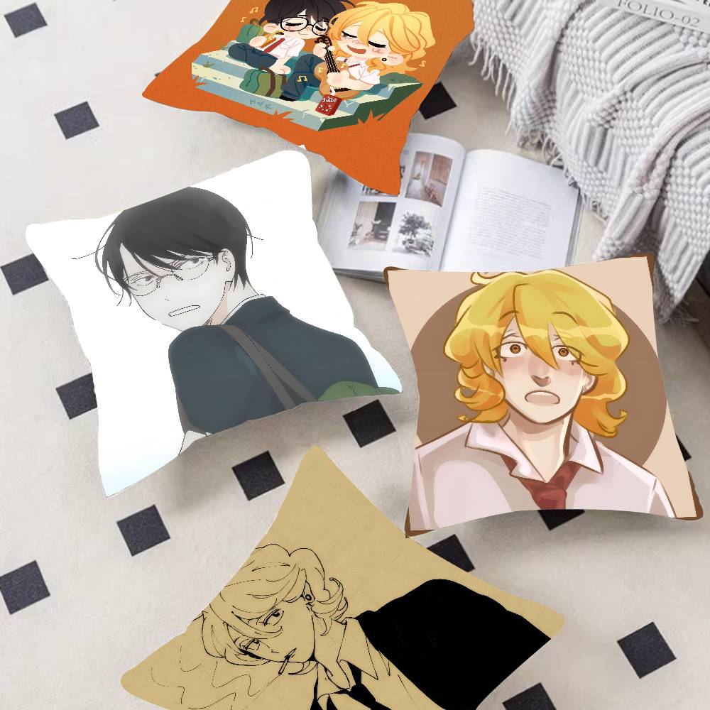 Anime Doukyuusei Rihito Sajo Hikaru Kusakabe Cushion Cover Inches Farmhouse Decor Home Throw Pillow Covers For Couch Decorations