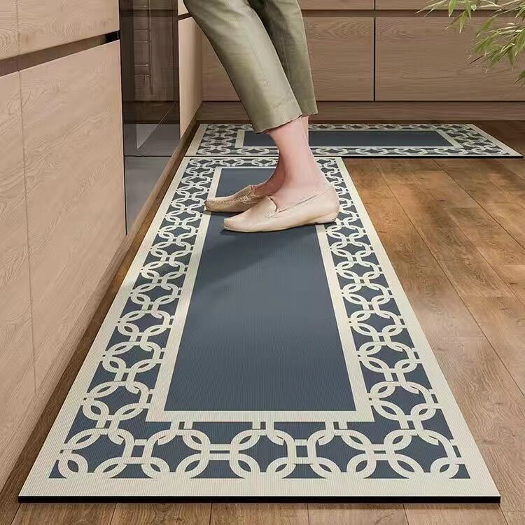 2/1PC Retro American Kitchen Soft Diatomized Mud Floor Mat Long Strip Combination Wash Waterproof And Oil Proof Foot Mat