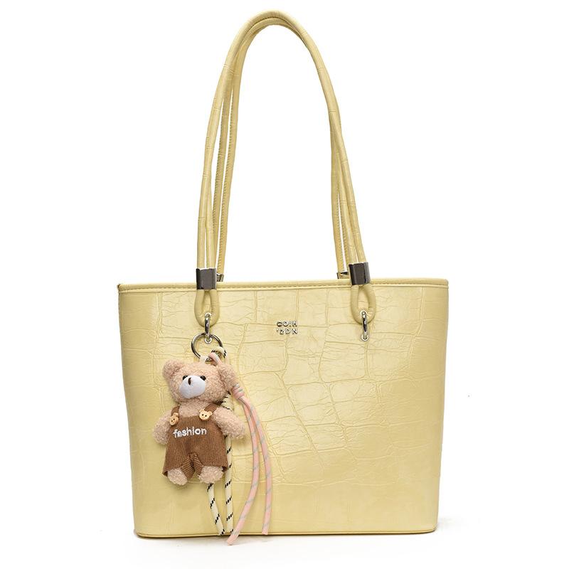 

Fashion Large-capacity Tote Bag Women s New Versatile Solid Color Casual Shoulder Bag no pendant жовтий