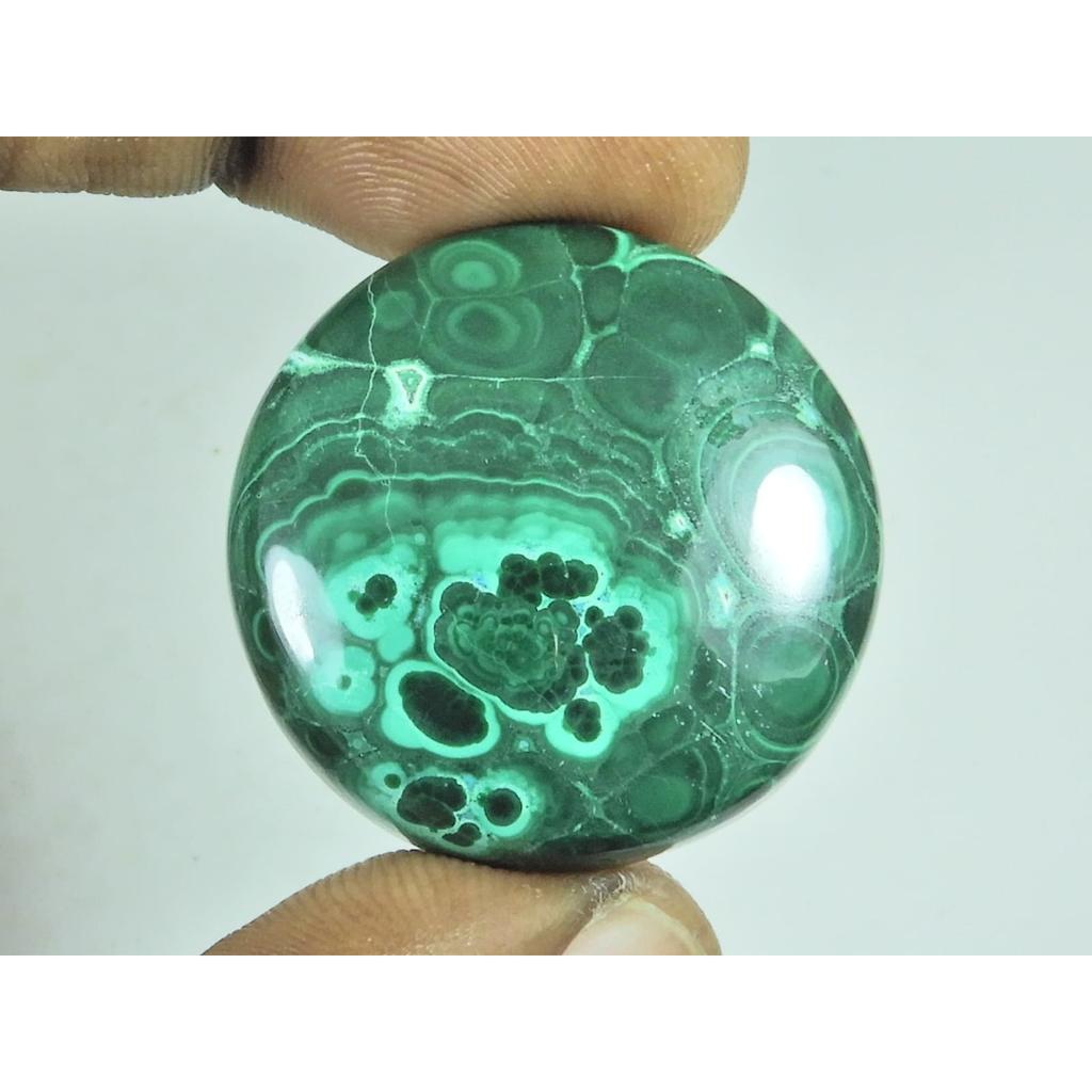 30X30MM Natural Green Malacaite Designer Round Cabochon Loose Gemstone 91Cts G-487