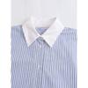 Kaslead Fashion Contrast Color Long Sleeves Stripes Shirt