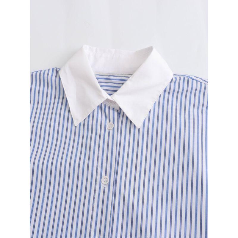 Kaslead Fashion Contrast Color Long Sleeves Stripes Shirt