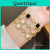 Geometric Cubic Zirconia Gold Plated Bracelet For Women With Vintage French Style