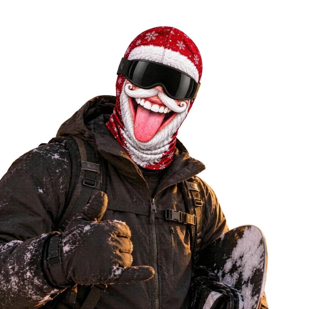 Hombre Viejo Esquía, Divertido Realista 3D Estampado Completo Cara Completa Invierno Cortavientos Sombrero, Gafas de Sol No Incluidas