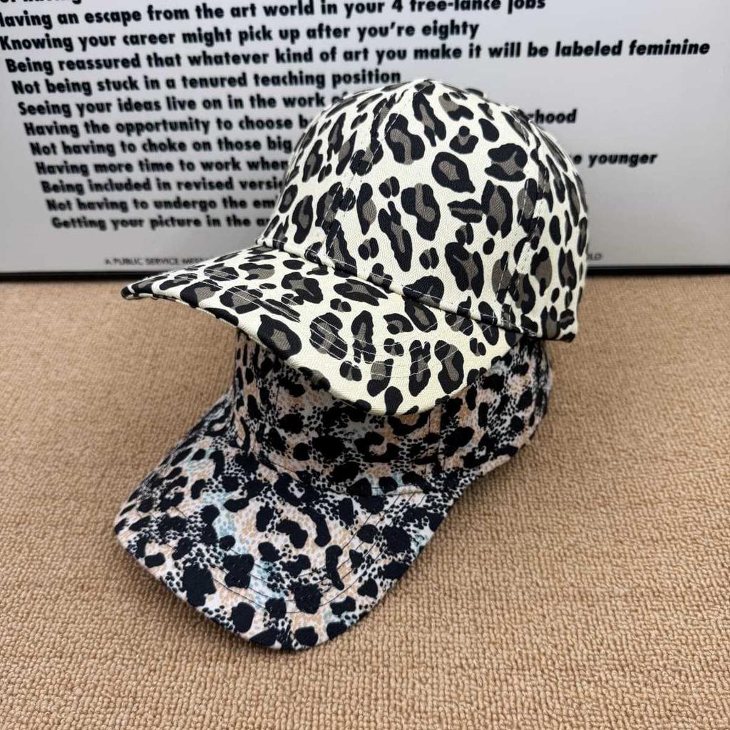 American retro leopard print baseball cap men's and women's enlarged brim sun hat showing face small versatile cap spring and summer