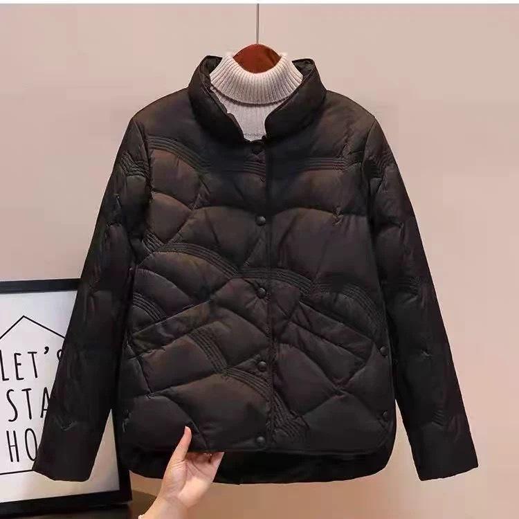 Women's 2026 Petite Winter Down Jacket with Xiangyun Pattern - Lightweight, Fashionable, Warm Outerwear with Stand Collar