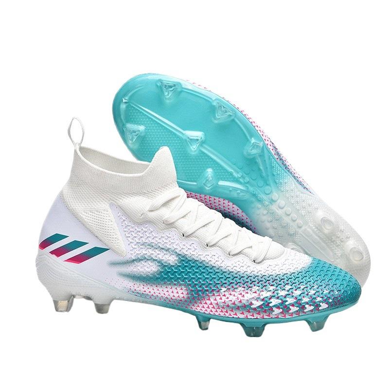 Football shoes men's high spikes seamless flying woven broken nails men's and women's training competition sports shoes