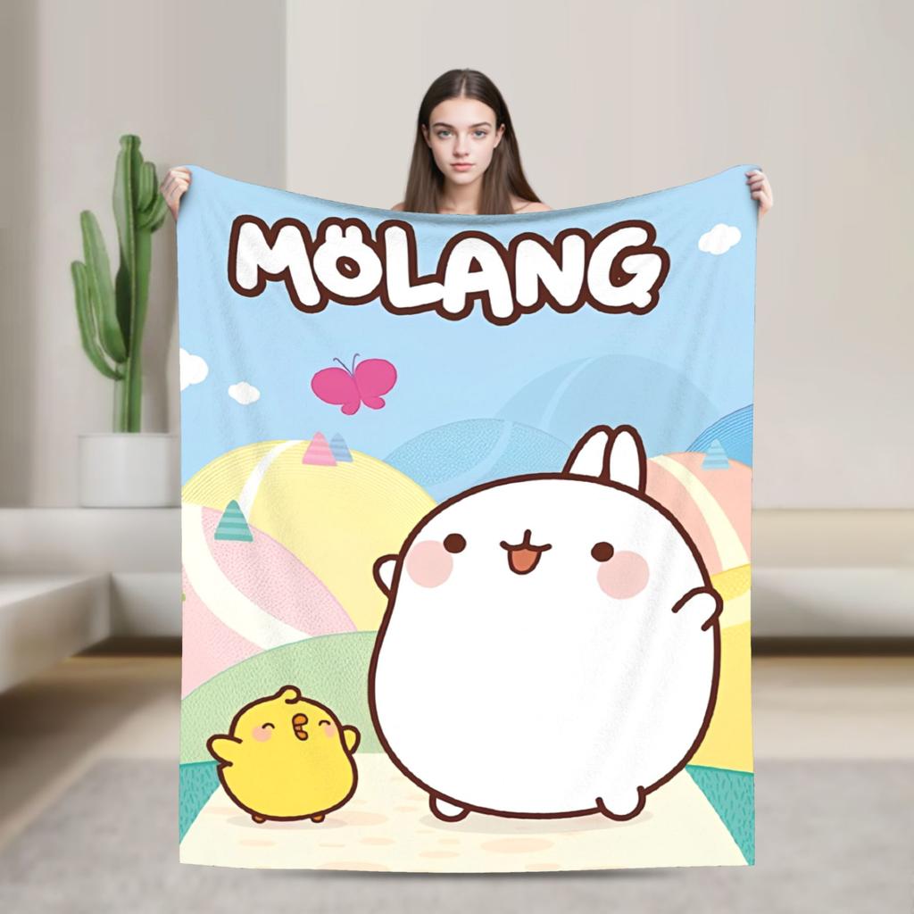 Cute Anime M-Molangs Blanket Fleece Spring Autumn Portable Ultra-Soft Throw Blankets for Home Office Bedspread