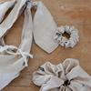Floral Satin Jacquard Scrunchie_Small_Beige