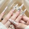 Black Pink Ballet Cool French Bow Nail Tips – New Super Sparkling, Skin-Whitening, Long-Style Nail Art