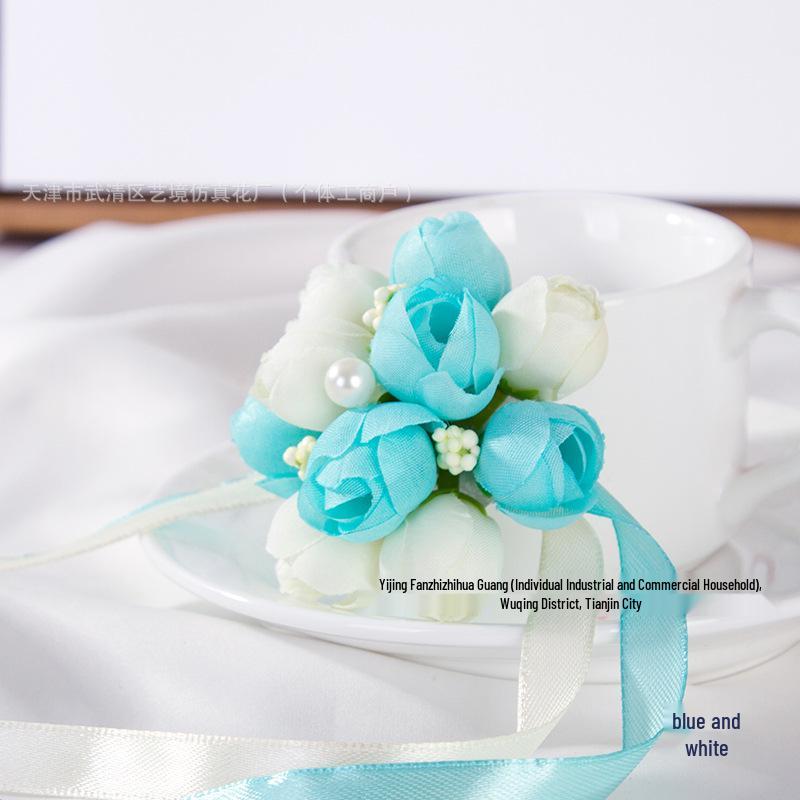 Artificial Flower Ribbon Wrist Corsage for Children's Day, Dance, Wedding Bridesmaid, or Bride