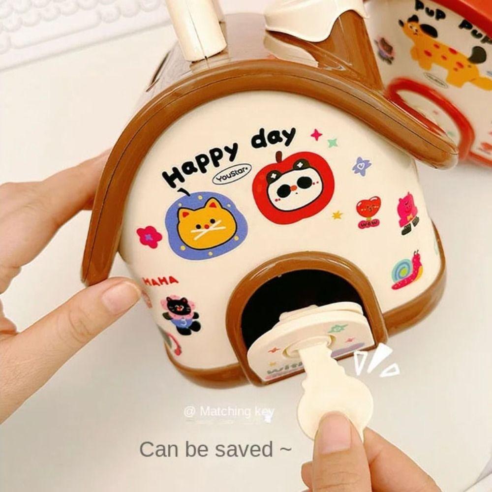 Large Capacity House Piggy Bank With Key Lock Children Money Boxes Creative Toy