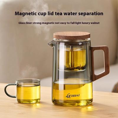 GIANXI 500ML Lid Magnetic Suction Teapot High Temperature Resistant Glass Kettle One Touch Tea Pot Tea Brewing Kettle Tea Set