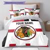 Custom Name,Chicago Blackhawks Pattern Bedding Home Decoration Birthday Gift ( 1 Duvet Cover + 2 Pillowcase, Without Core),fan Merchandise.