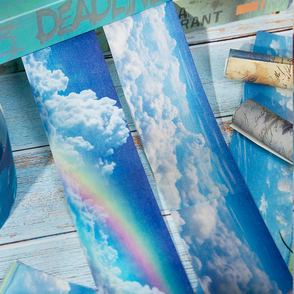 Alideco Mascheratura Carina Retrò Cielo Washi Largo Adesivo Eleganti Adesivi Mascheranti Confezione da 6 Rotoli, Nuvole, Carta, Nastro, Fai da Te, Nastro, (kuiyun)